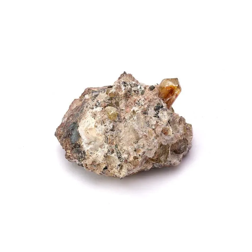 cristal de mineral de apatito en forma de punta sobre matriz