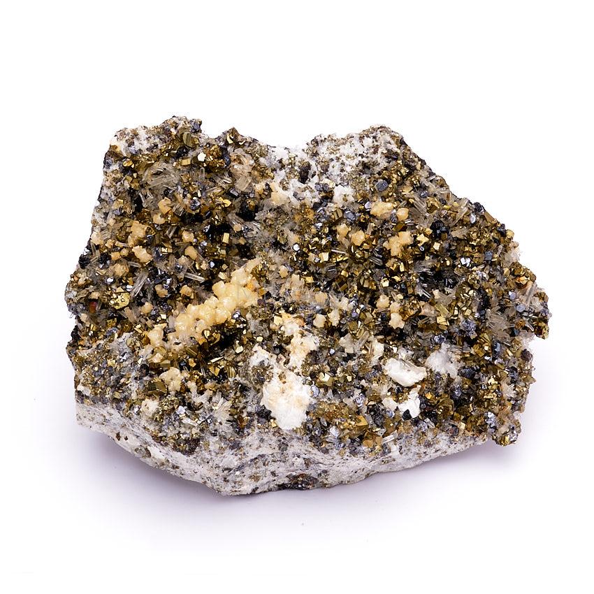 mineral con mezcla de pirita, galena, cuarzo y esfalerita