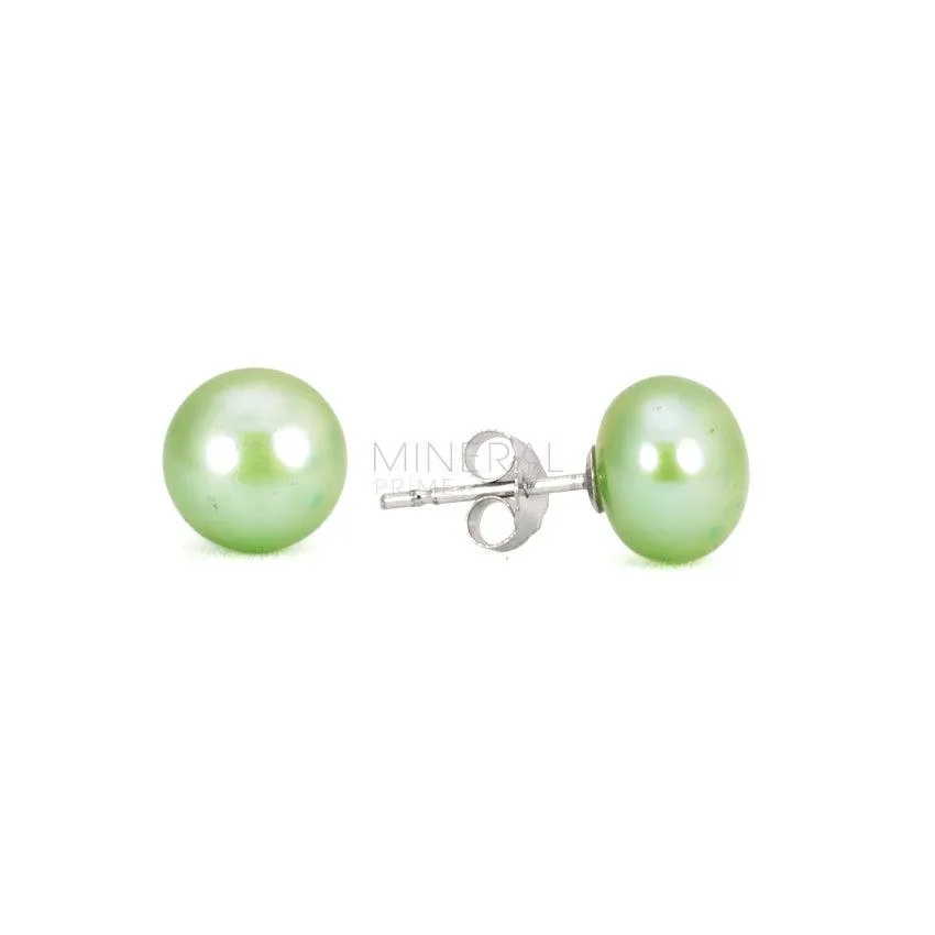 pendientes de plata con perlas cultivadas verdes
