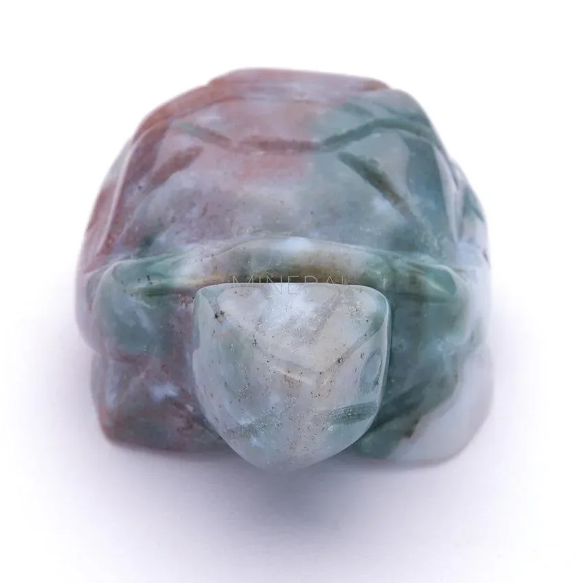 figura de tortuga fabricada con mineral de jaspe orbicular