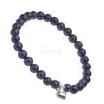 pulsera con un corazon de plata y mineral de aventurina azul