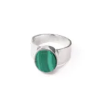 anillo mineral malaquita verde y plata