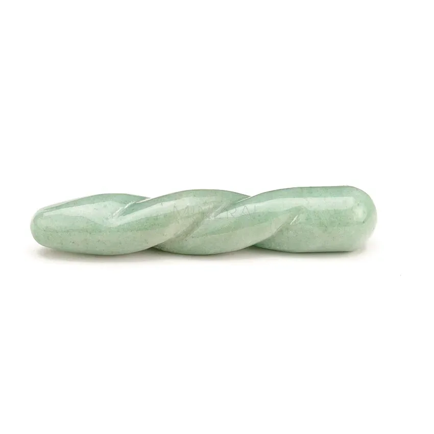 baston masajeador de cuarzo verde retorcido