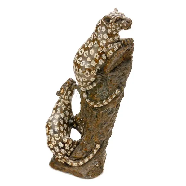 figura de dos leopardos de mineral de esteatita decoración