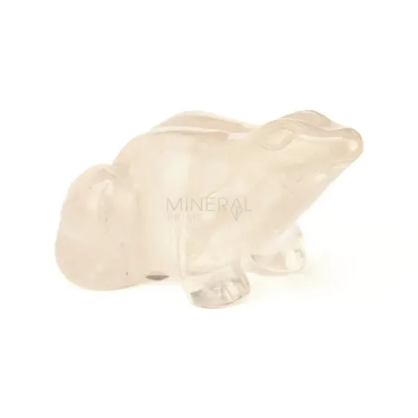 figura de rana de mineral de cuarzo transparente