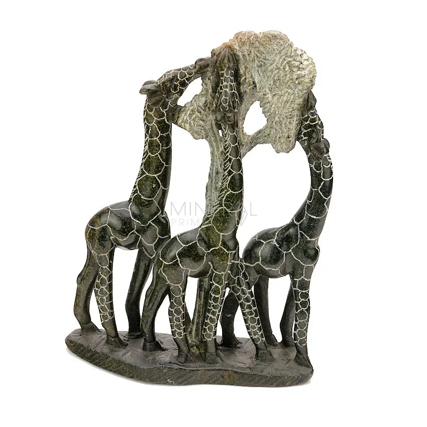 figura de tres jirafas de mineral de esteatita