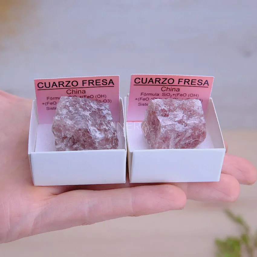 mineral de coleccion cuarzo fresa en bruto piedra