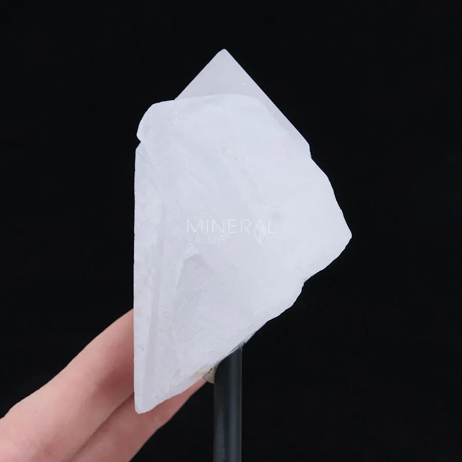 piedra drusa de cuarzo blanco cristal de roca · soporte metalico