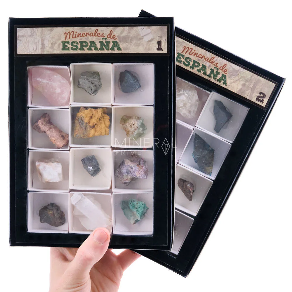 Colección de 35 o 54 Minerales diferentes en cajita de cartón