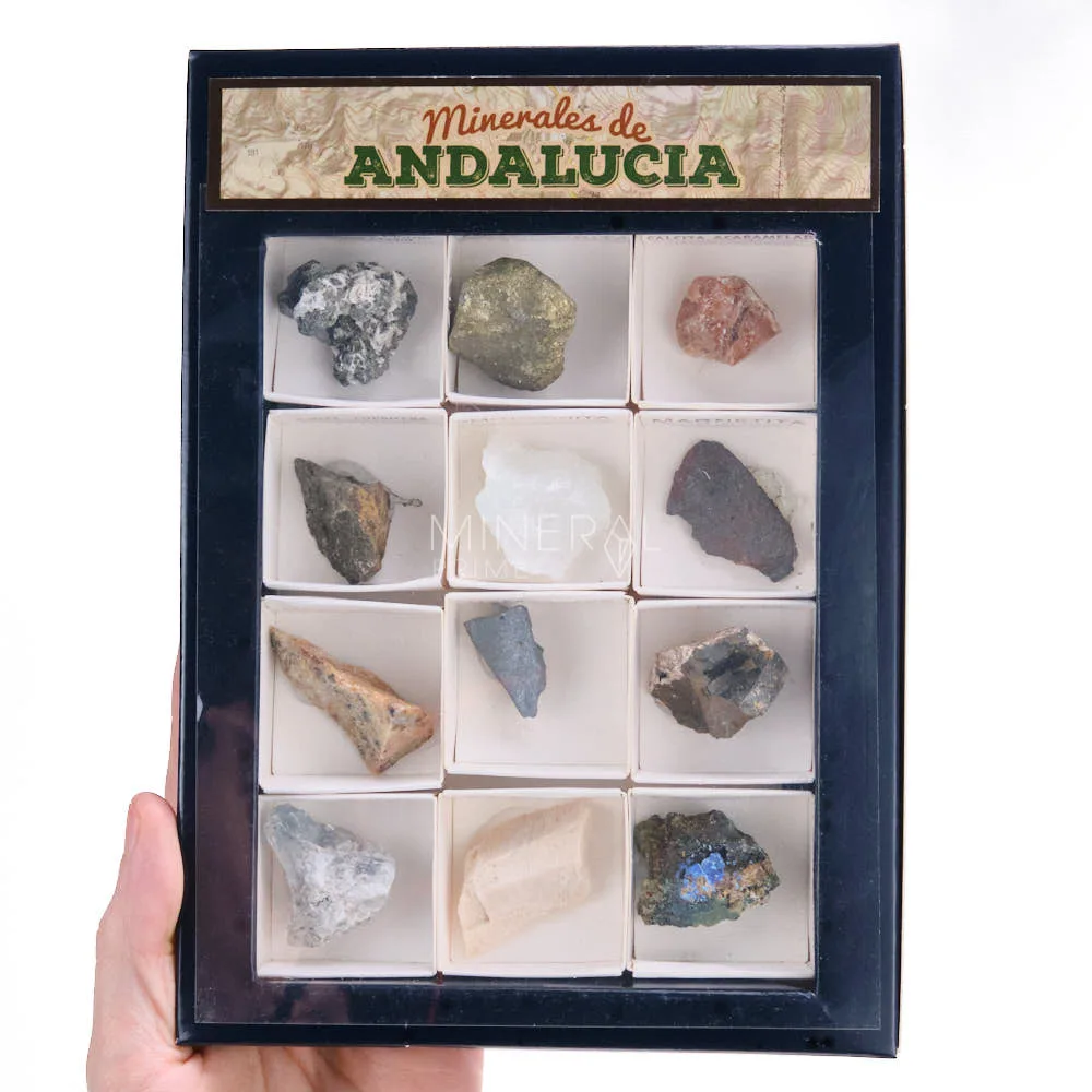 Colección de minerales de Andalucía · 12 Cajitas de 4x4 cm - Mineral Prime
