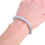 joya pulsera de aguamarina rodado redondeado