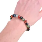 joya pulsera de esferas de agata multicolor mm