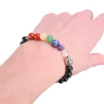 joya pulsera de esferas de los chakras con obsidiana mm