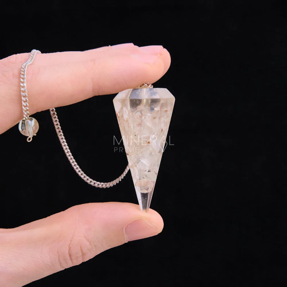 pendulo de los chakras de orgonita con cuarzo cristal de roca propiedades