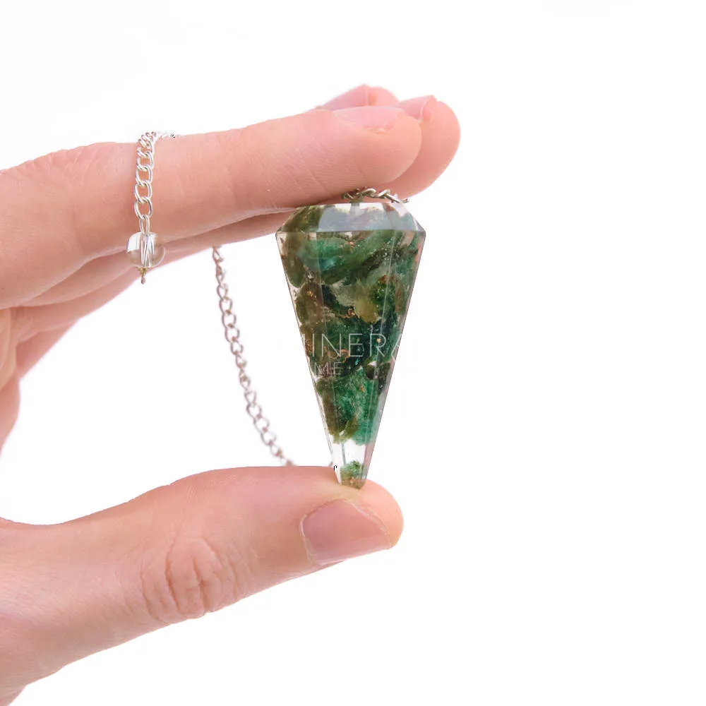 pendulo de los chakras de orgonita con cuarzo verde precio