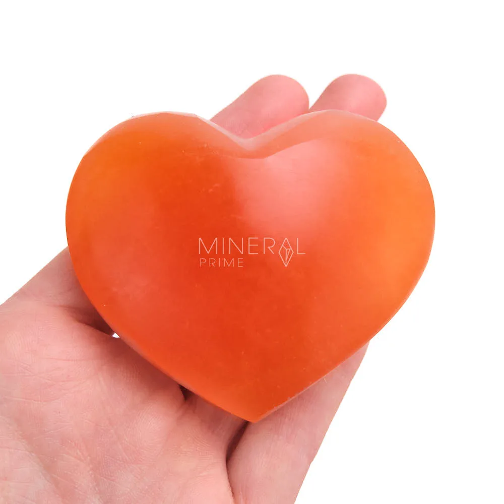piedra corazon de selenita naranja