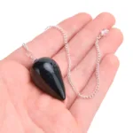 piedra pendulo de gota de obsidiana