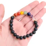 pulsera de los chakras lava volcanica bolas lisas natural