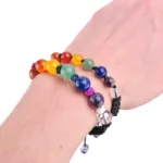 pulsera de los chakras makrame bolas lisas natural